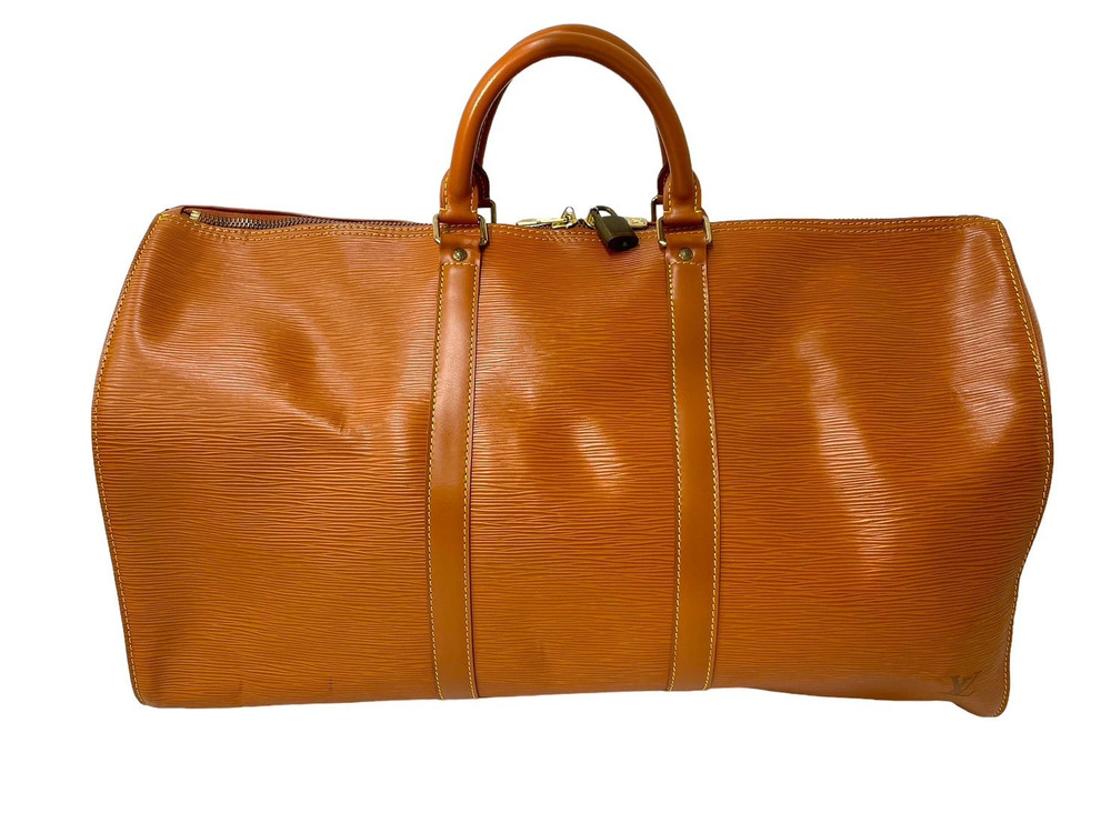 Louis Vuitton Boston Bag Brown Leather Keepall Epi Brown